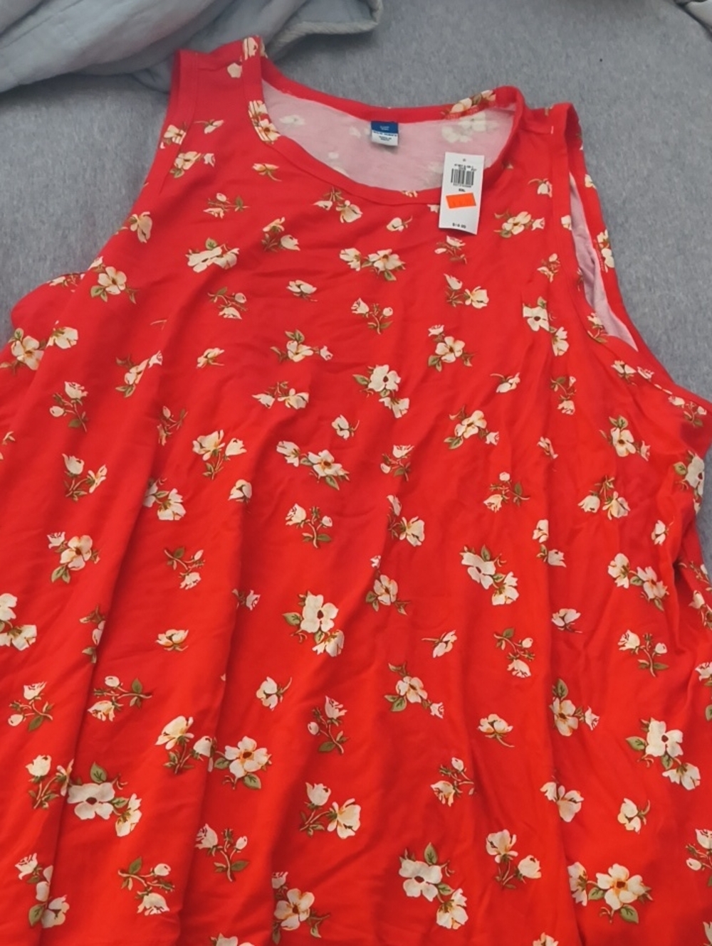 Old Navy Red Floral Scoop Neck Tank